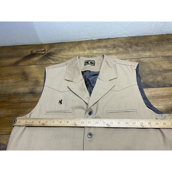 Wyoming Traders Vest Bronco Canvas Brown Western Cowboy Men's Large - Picture 8 of 12